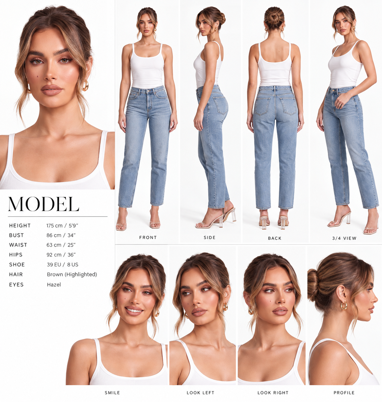 Model sheet (poses & measurements)